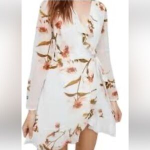 Aritzia Wilfred floral chiffon wrap dress with cascading ruffles M